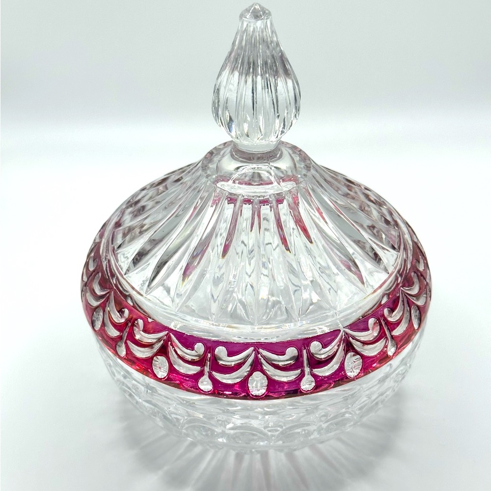 Vintage ruby and crystal covered candy dish - Picture 5 of 5